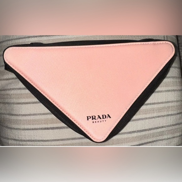 Prada Pink and Black Triangle Beauty Pouch - NWOT - Picture 2 of 4